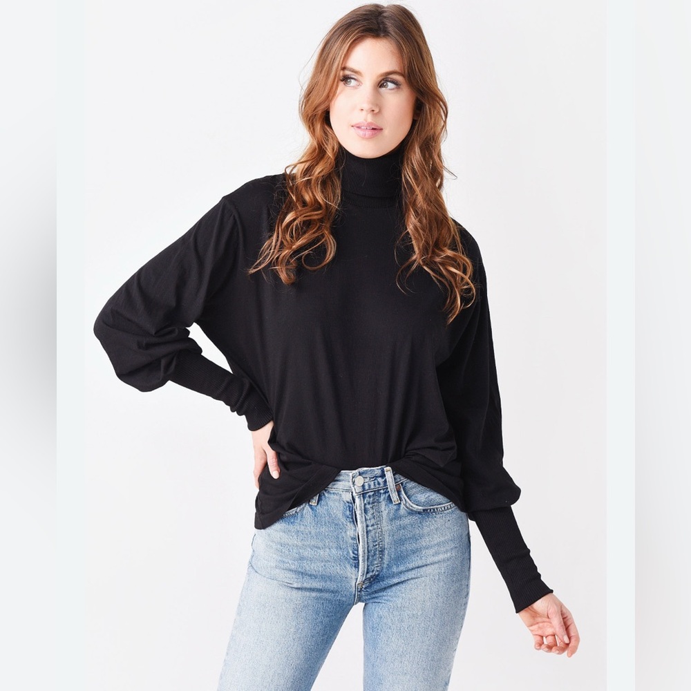AGOLDE Funnel Neck Black T-shirt Long Sleeve Size Small New‎ with tags